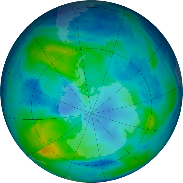 Antarctic ozone map for 15 May 1997